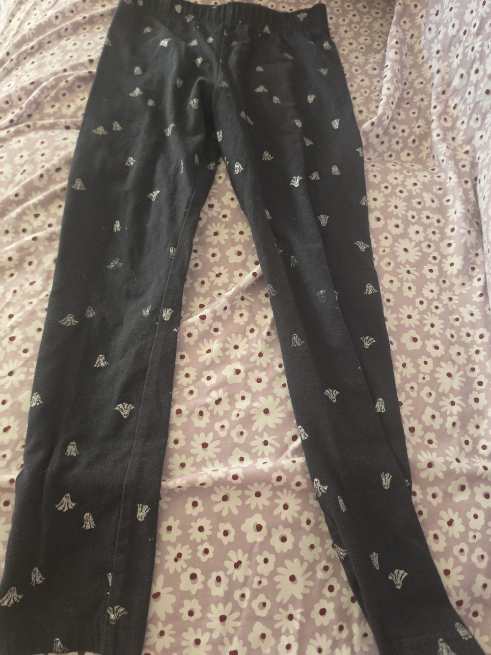 Carter's Black Leggings with Silver Floral Accents